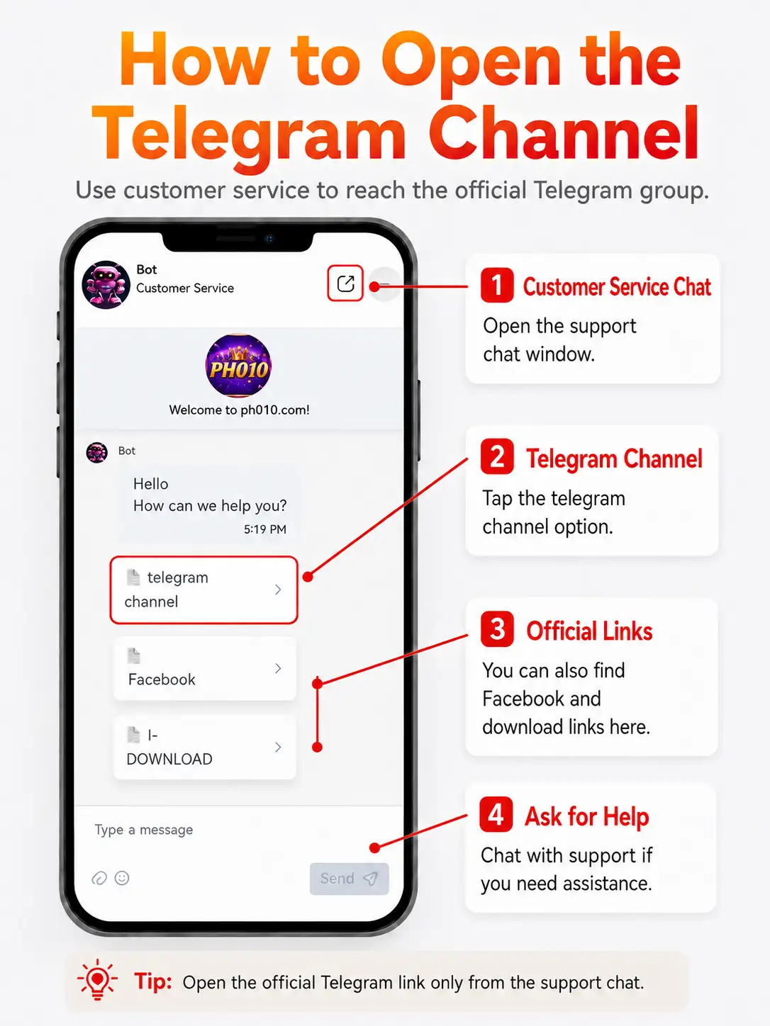 Paano buksan ang Telegram group mula sa customer service