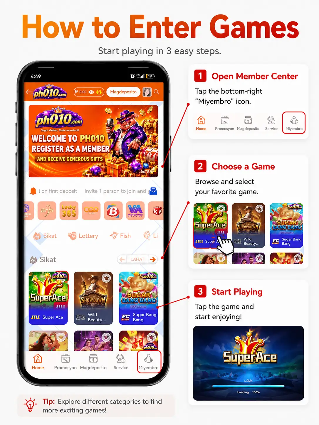 PH010 enter games guide