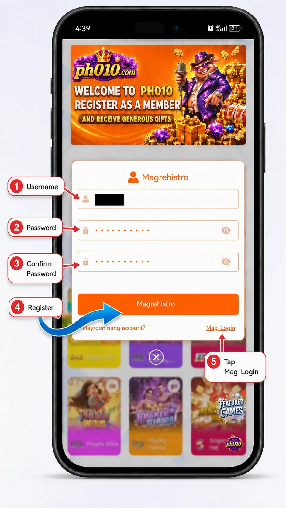 PH010 username registration guide
